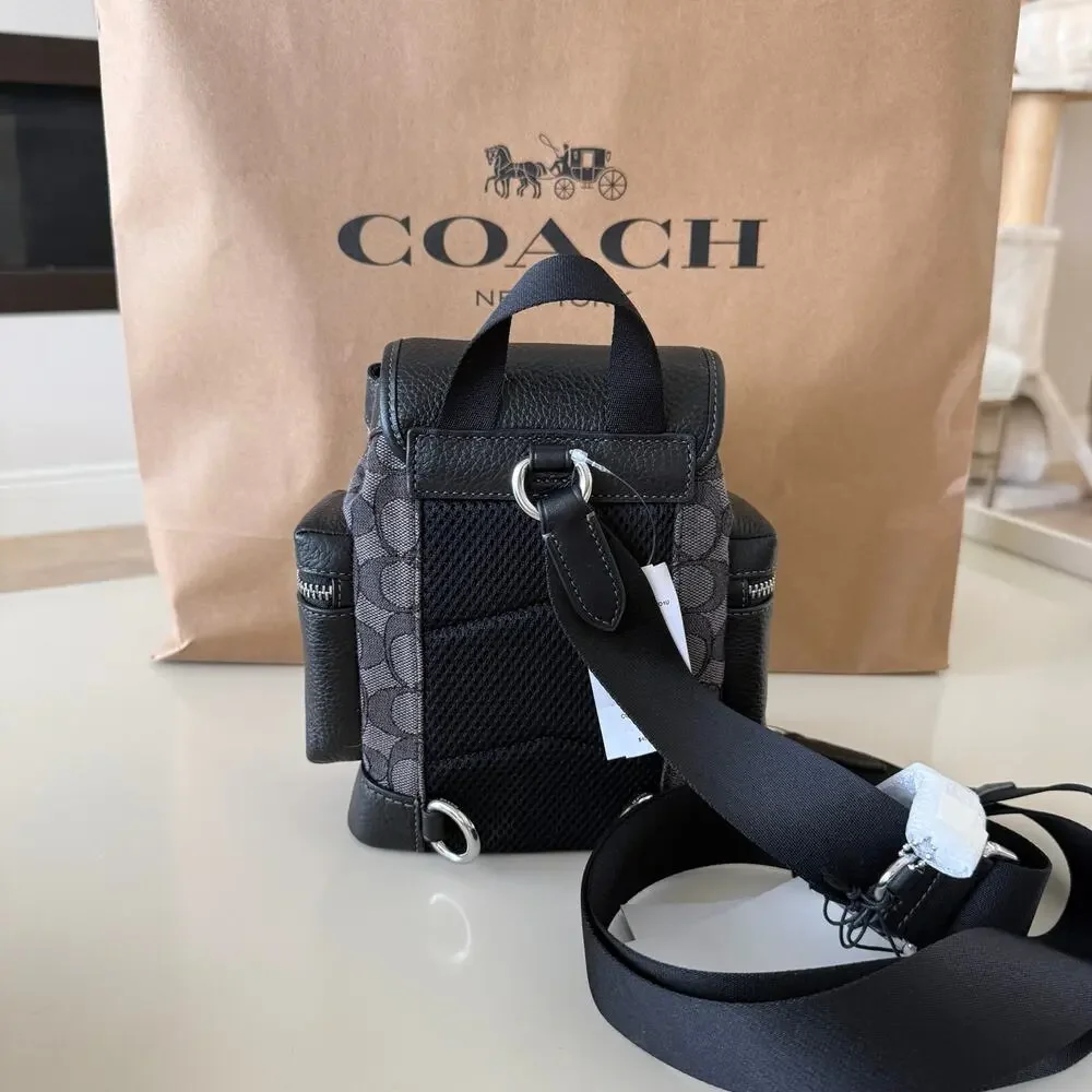 Last 2‼️Coach Sprint Sling Signature Canvas Bag Black Charcoal CBF64